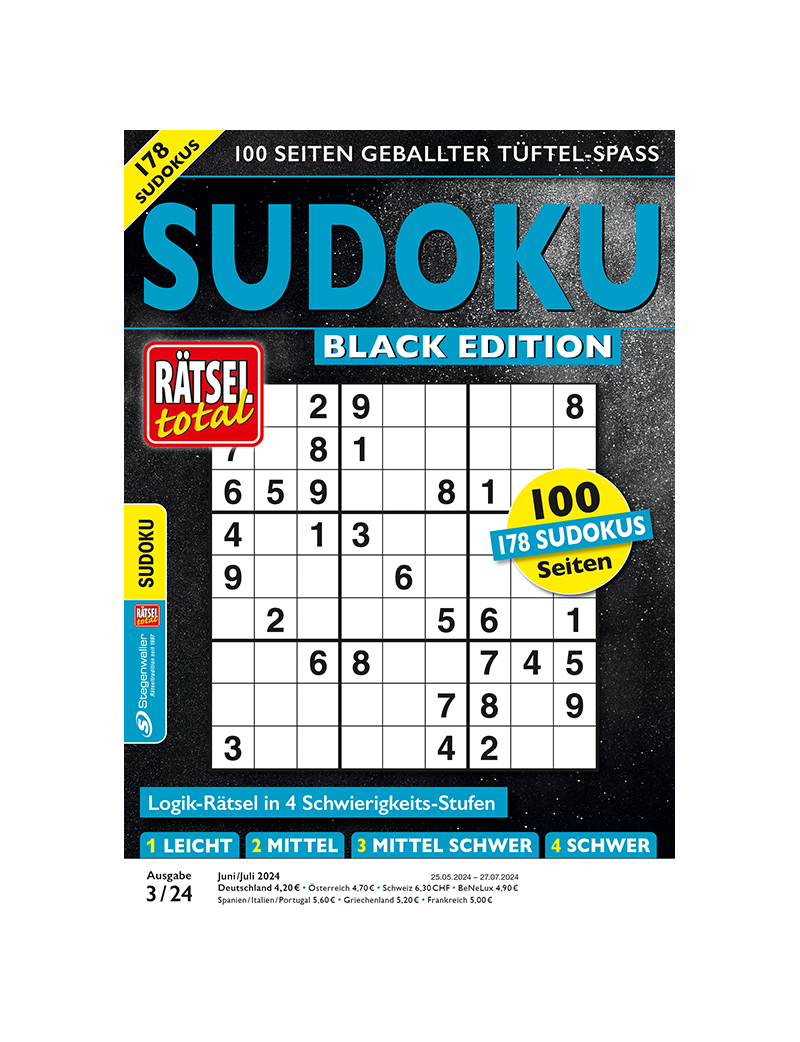 Rätsel total - SUDOKU BLACK EDITION 3/24