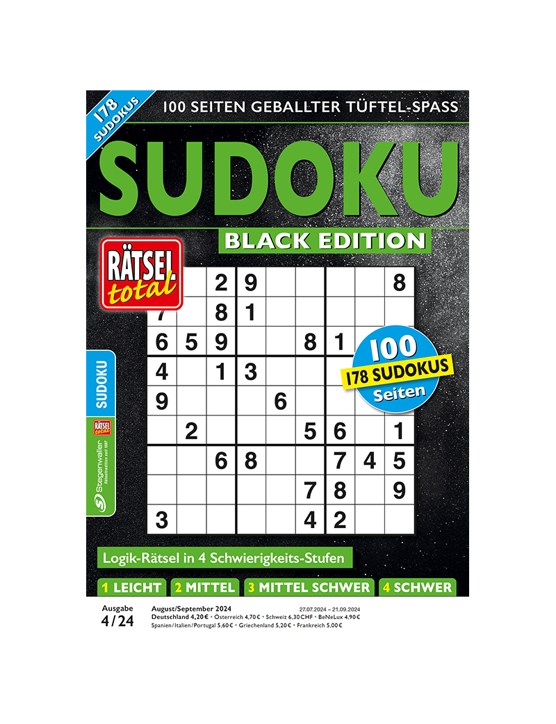 Rätsel total - SUDOKU BLACK EDITION 4/24